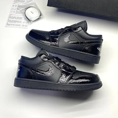 نایک ایر جردن وان لو پتنت الفنت بلک (NIKE AIR JORDAN 1 LOW PATENT ELEPHANT BLACK)